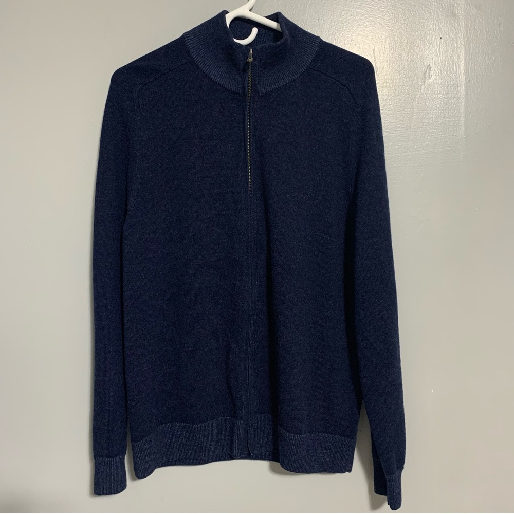 BROOKS BROTHERS EXTRA FINE MERINO‎ LONG SLEEVE 1/4 ZIP Blues SWEATER L